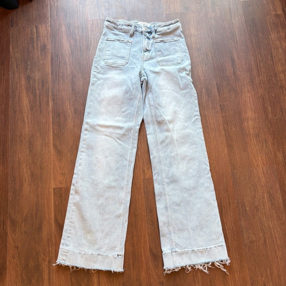 ♾️Lovervet Flying Monkey Wide Leg Jeans Front Patch Pocket Raw Hem Vervet 28♾️